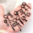 thumbnail image 3 of 25 Aretes Falsos Piercing Hombre Imán Acero Inoxidable Modelo Negro, 3 of 4