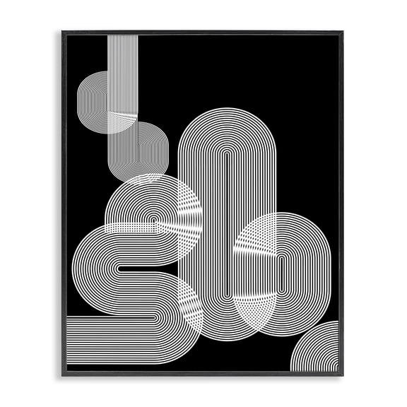 Stupell Industries Industrial Abstract Graphic Black Shapes Industrial Line Pattern Black Framed Giclee Art, 11 x 14, by Sisa Jasper