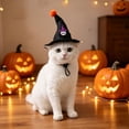 thumbnail image 4 of Witch Cat Dog Halloween Outfit Hat with Bow, Soft Pet Clothes Hats for Cats and Small Dogs, Spandex Form-Fitting Comfort for Parties Parades Photo, 4 of 5