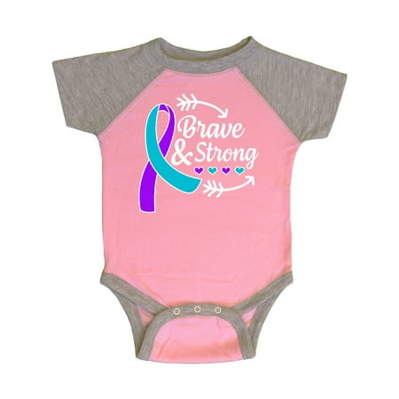 

Inktastic Suicide Prevention Awareness Brave and Strong with Arrows Gift Baby Boy or Baby Girl Bodysuit