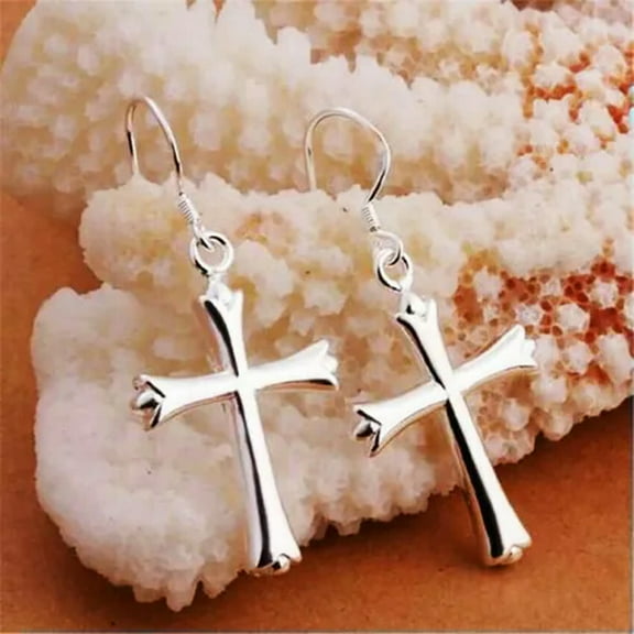 Fashion Cross Shape Drop Earring 925 Silver Jewelry Women Anniversary Earring