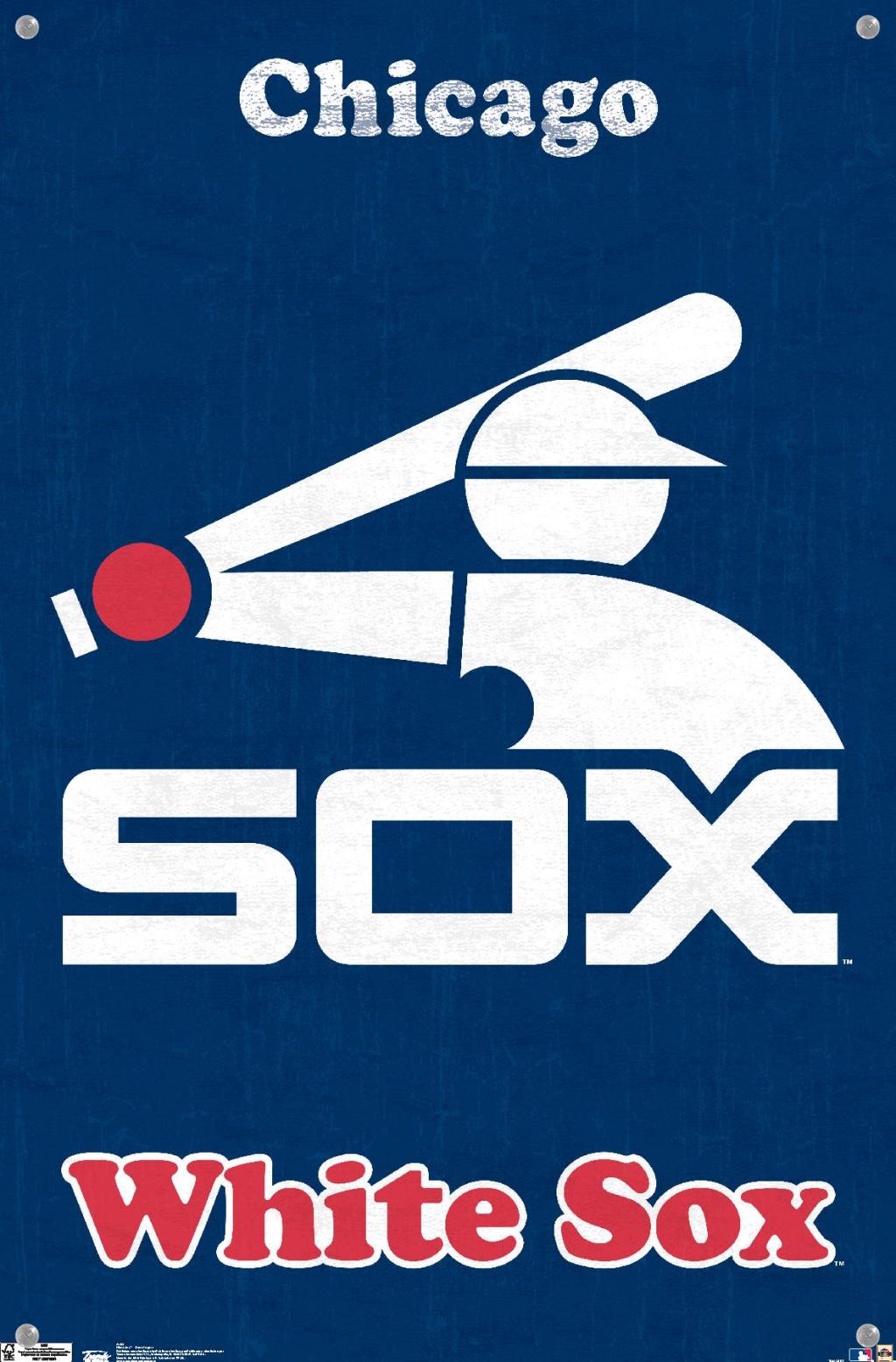 MLB Chicago White Sox - Retro Logo Wall Poster with Push Pins, 14.725" x 22.375"