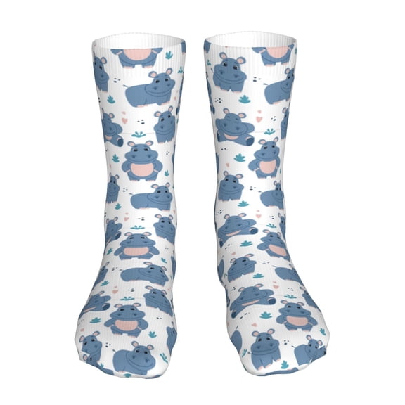 Goofa Cute Hippos for 16in Socks, Funny Novelty Crazy Design Cotton Socks Sports Socks Knee High Socks For Men, Women,1Pairs - Gift For Working Friends