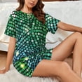 thumbnail image 4 of Rateoe Green Disco Lights Pattern Women's Short-Sleeved Pajama Set - 2 Piece Soft and Lightweight Sleepwear Set-XX-Large, 4 of 7