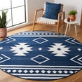 thumbnail image 2 of SAFAVIEH Kilim Trochez Geometric Area Rug, Navy/Ivory, 7' x 7' Round, 2 of 8