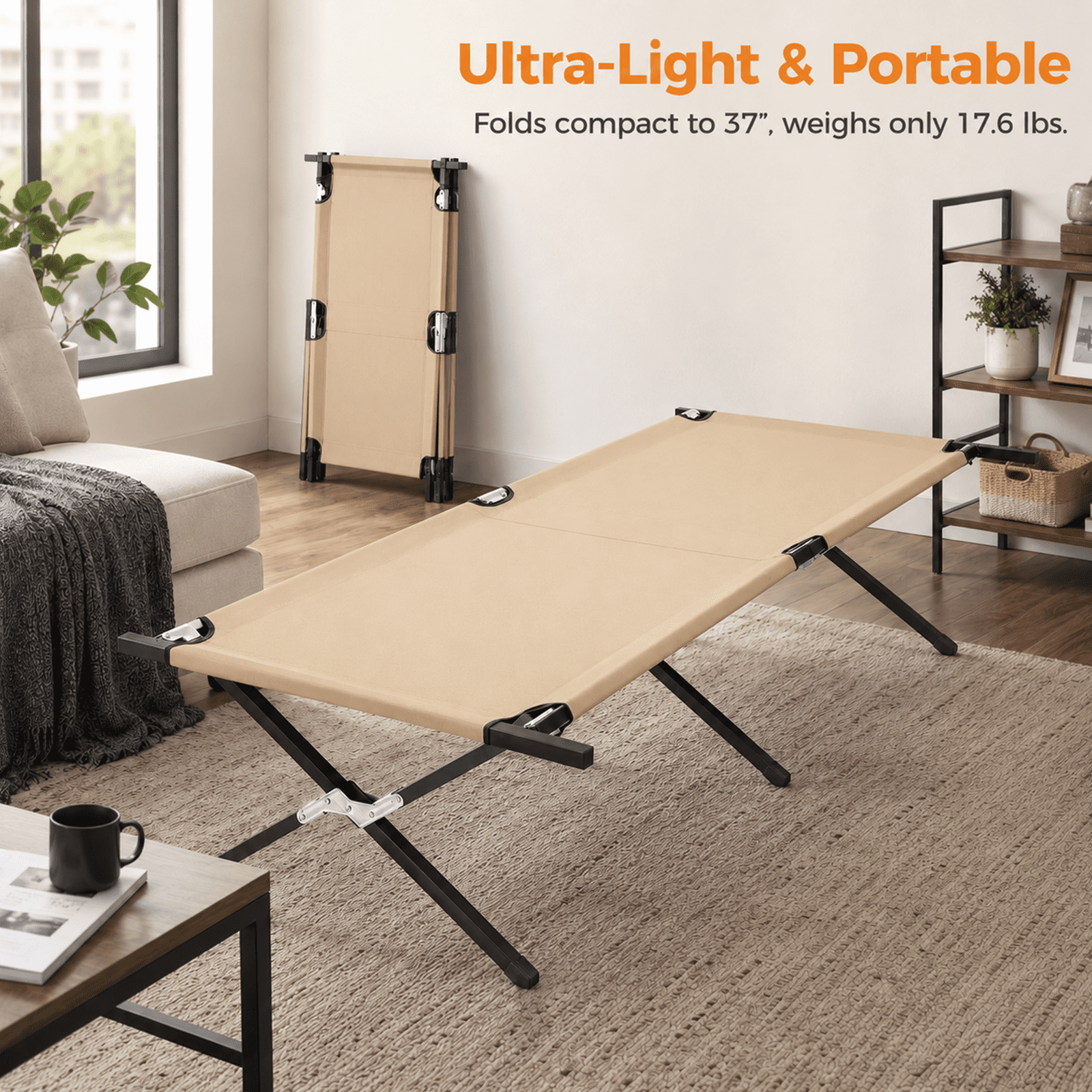 Alvantor Camping Cot, Folding Camping Cots /Mattress for Adults, Portable Sleeping Cot with Carry Bag, Portable Heavy Duty 74"x28" Bed
