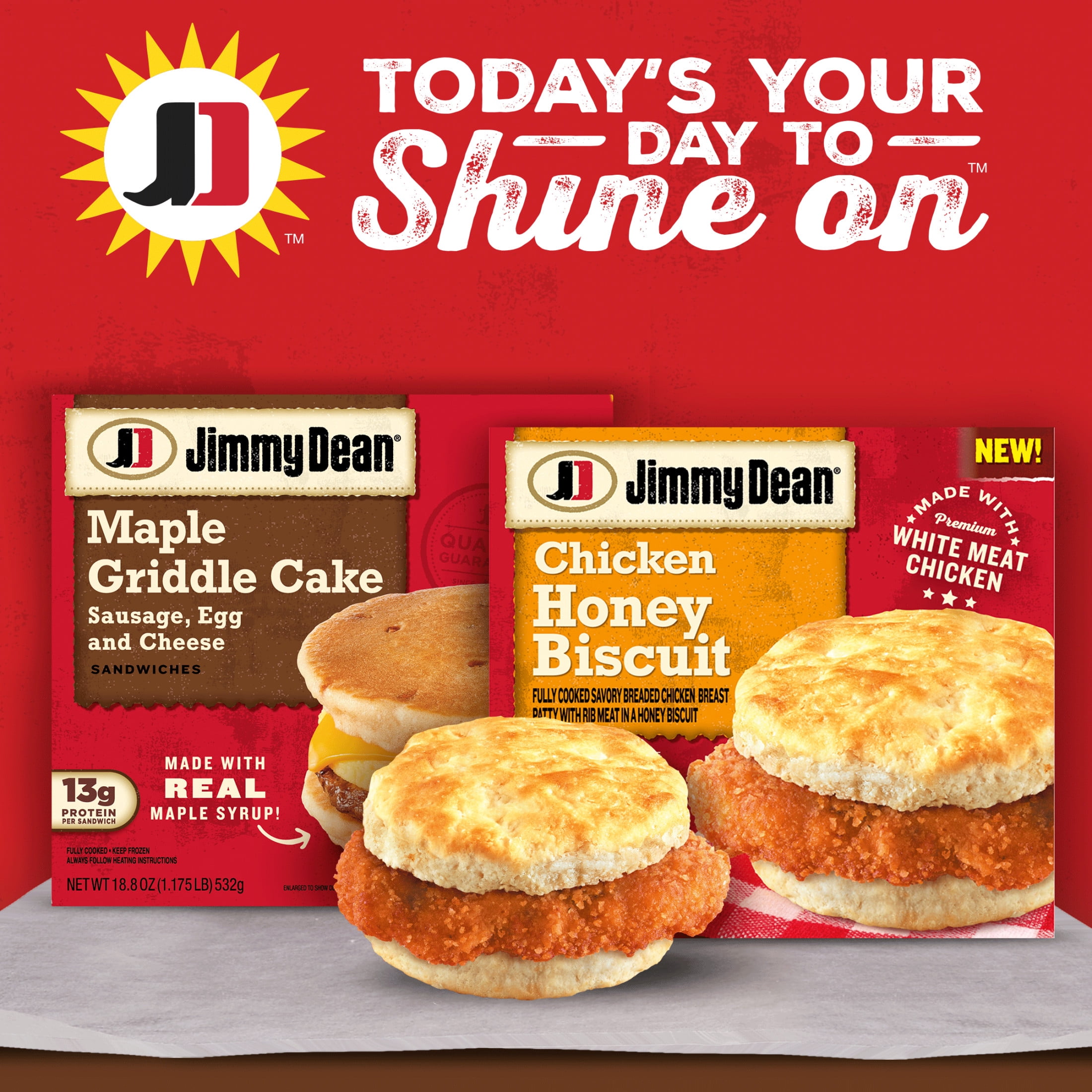 Jimmy Dean Frozen Breakfast Sandwich, Chicken Honey Biscuit, 4 Count