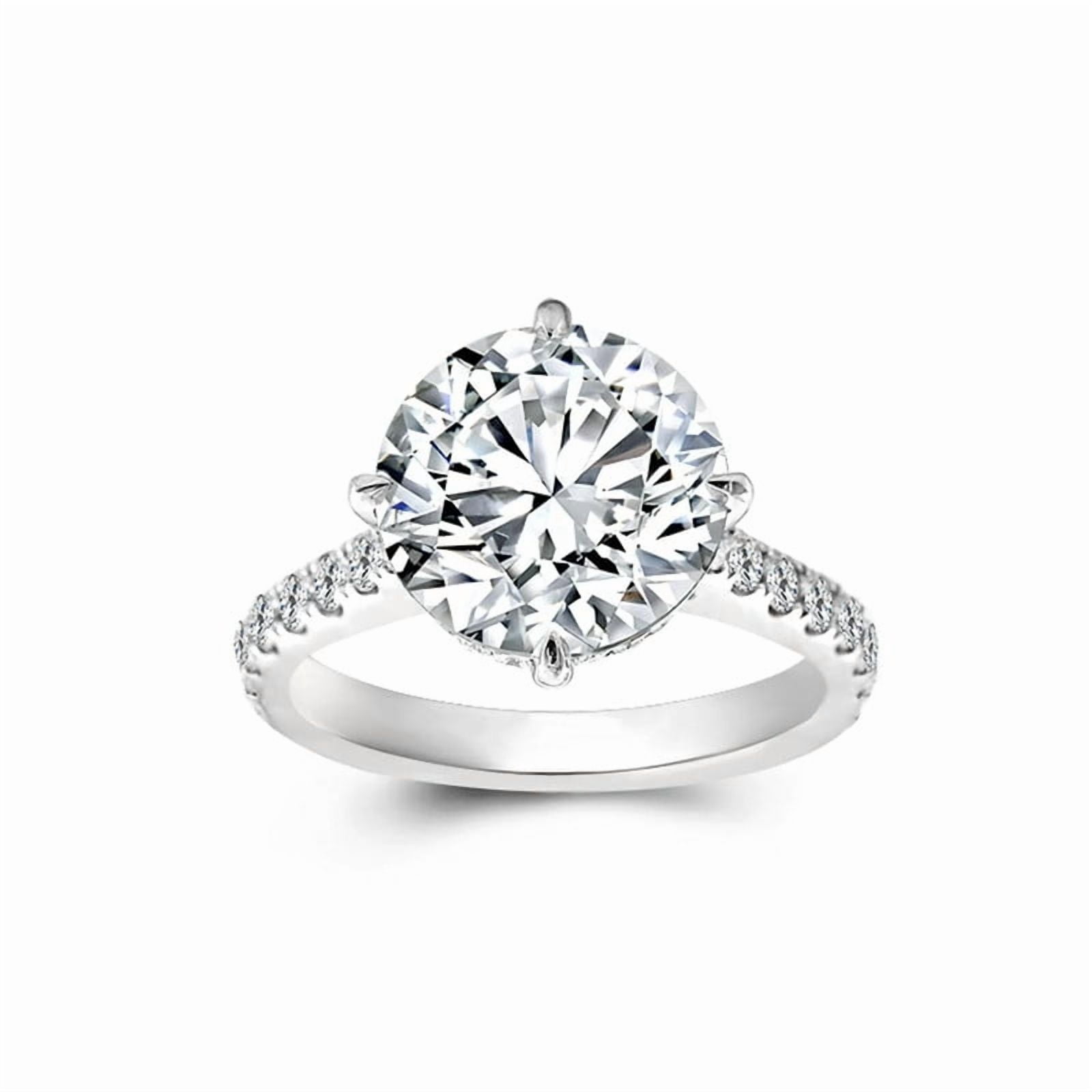 solitaire jewels 5CT Round Moissanite Hidden Halo Engagement Ring For Women, 10K Yellow Gold