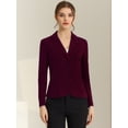 thumbnail image 3 of ChaqueDe Traje De ChaqueElástiCon Cuello De SolaPaOficiDe Trabajo PaMujer Rojo PúrpuM, 3 of 6