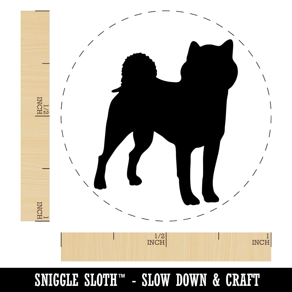Shiba Inu Dog Solid Self-Inking Rubber Stamp Ink Stamper - Blue Ink - Medium 1 Inch