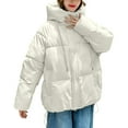 thumbnail image 4 of Gamivast Hooded Quilted Jackets for Women Lightweight Trendy Zip up Long Sleeve Stand Collar Casual Coats with Pockets Loose Drawstring Hem Jacket Warm Winter Outfits 2025, 4 of 5