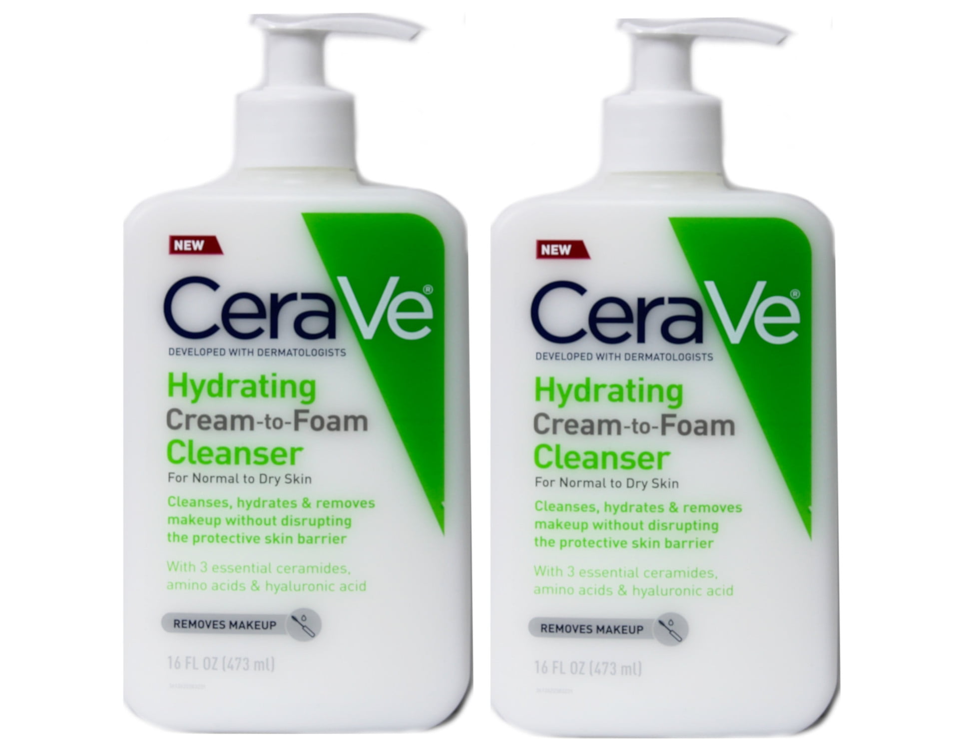 CeraVe Hydrating Cream-to-Foam Cleanser 16oz (Pack of 2) - Walmart.com ...