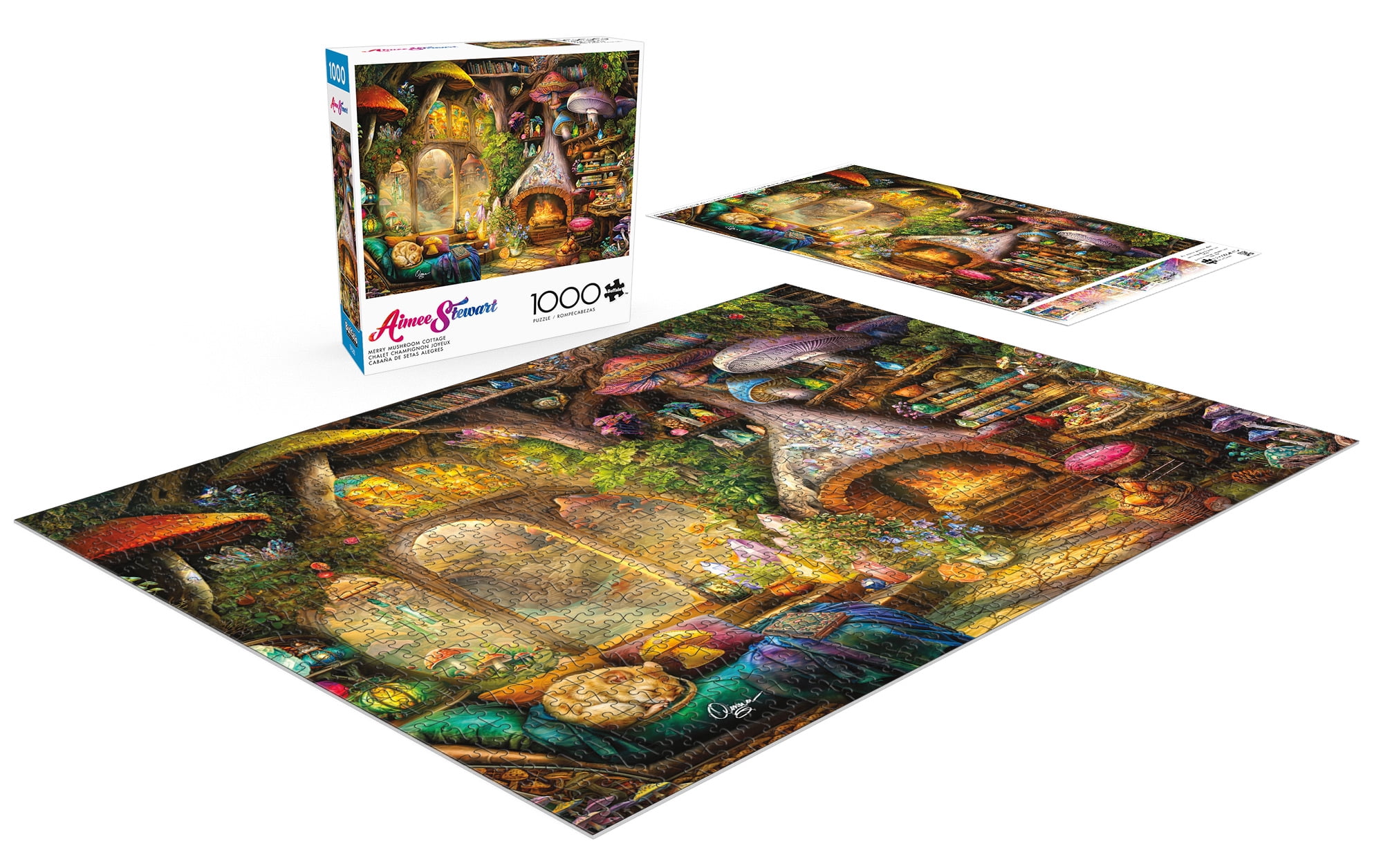 Buffalo Games Merry Mushroom Cottage 1000-Piece 26.75 x 19.75-Inch Interlocking Jigsaw Puzzle for Adults Ages 14+