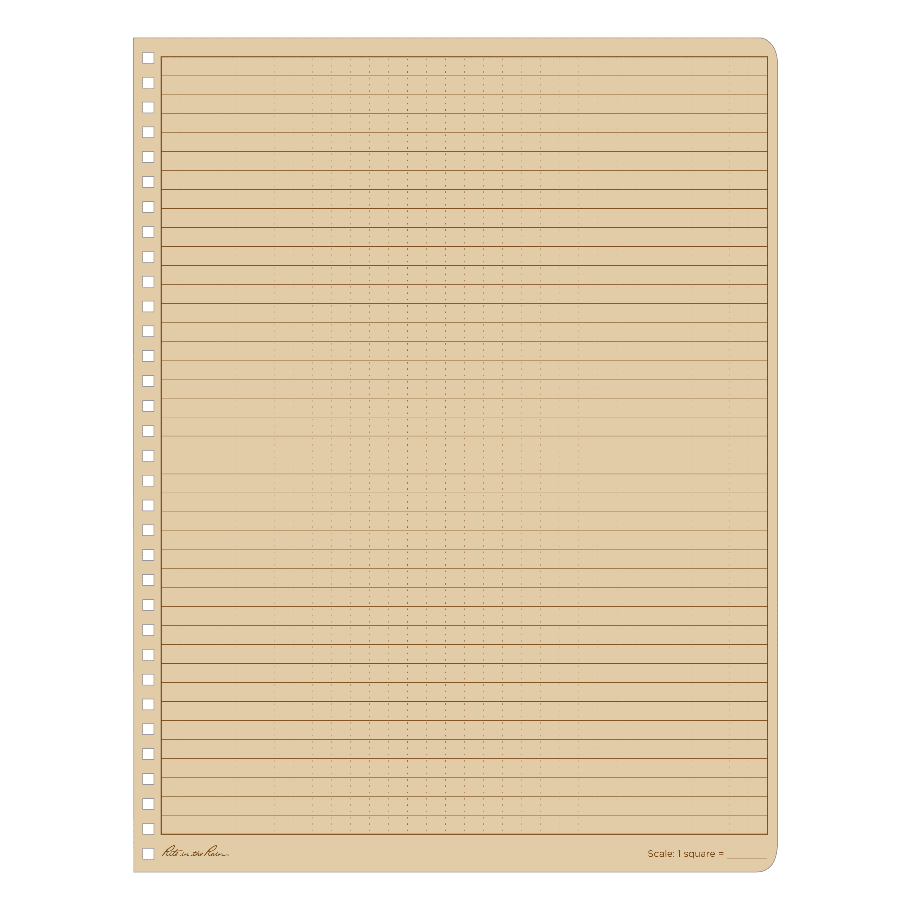 Rite in the Rain Weatherproof Side Spiral Notebook, 8.5" x 11", Tan Cover, Universal Page Pattern (No. 973T-MX)
