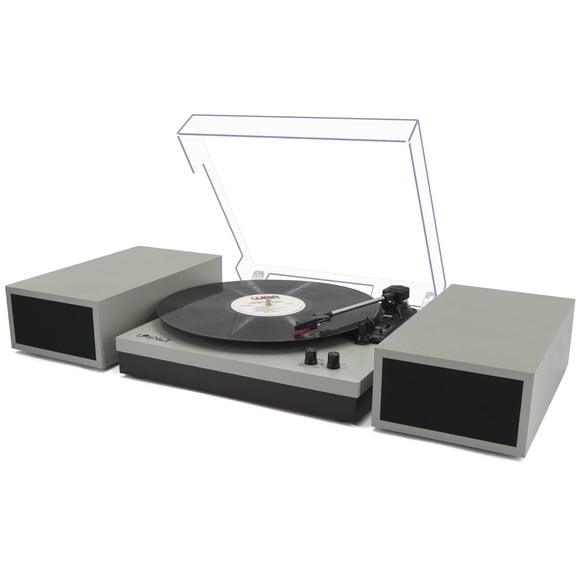 Reproductor de discos LP&No.1 con altavoces estéreo de estantería, color verde