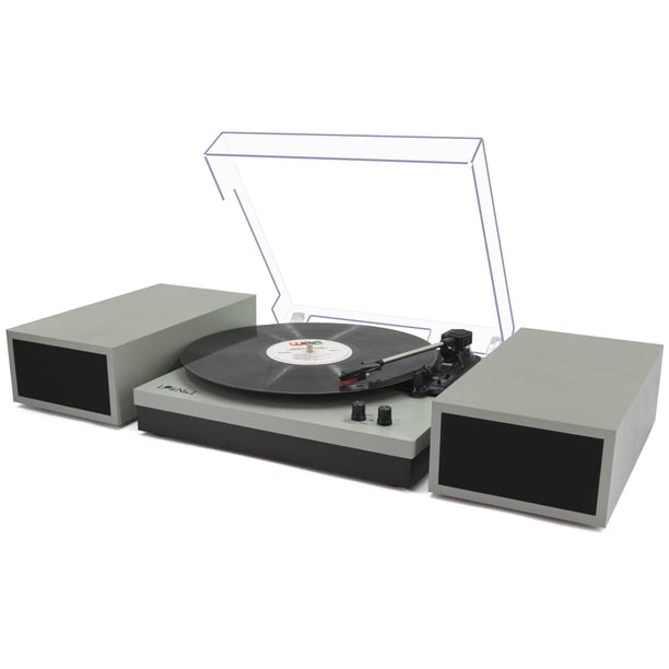 Reproductor de discos LP&No.1 con altavoces estéreo de estantería, color verde