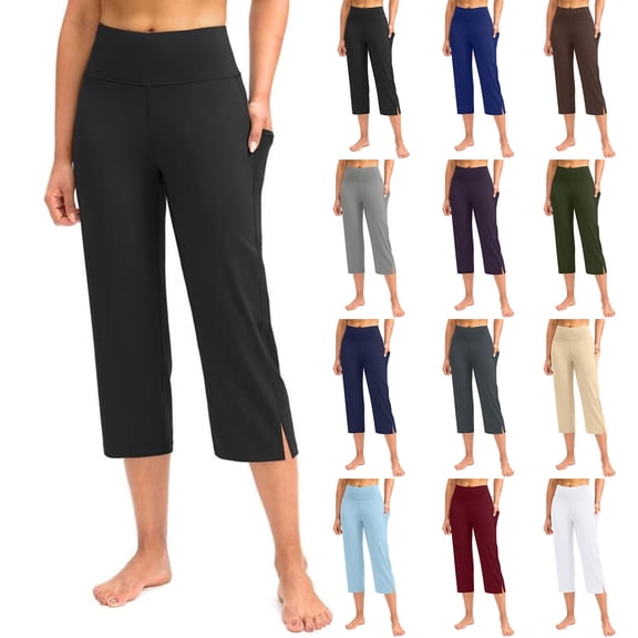 Chroia Yoga Pants Women High Waist Capri Leggings with Pockets Workout Exercise Pants