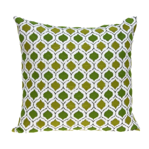 Nassau Collection Geometric Ogee Square Cotton Throw Pillow - 20" - Green and White
