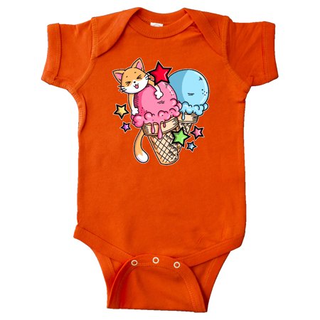 

Inktastic Ice Cream Cones with Orange Cat and Stars Gift Baby Boy or Baby Girl Bodysuit