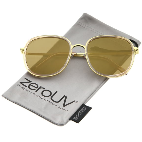 zeroUV - Modern Metal Temple Trim Colored Mirror Flat Lens Square Sunglasses 55mm - 55mm