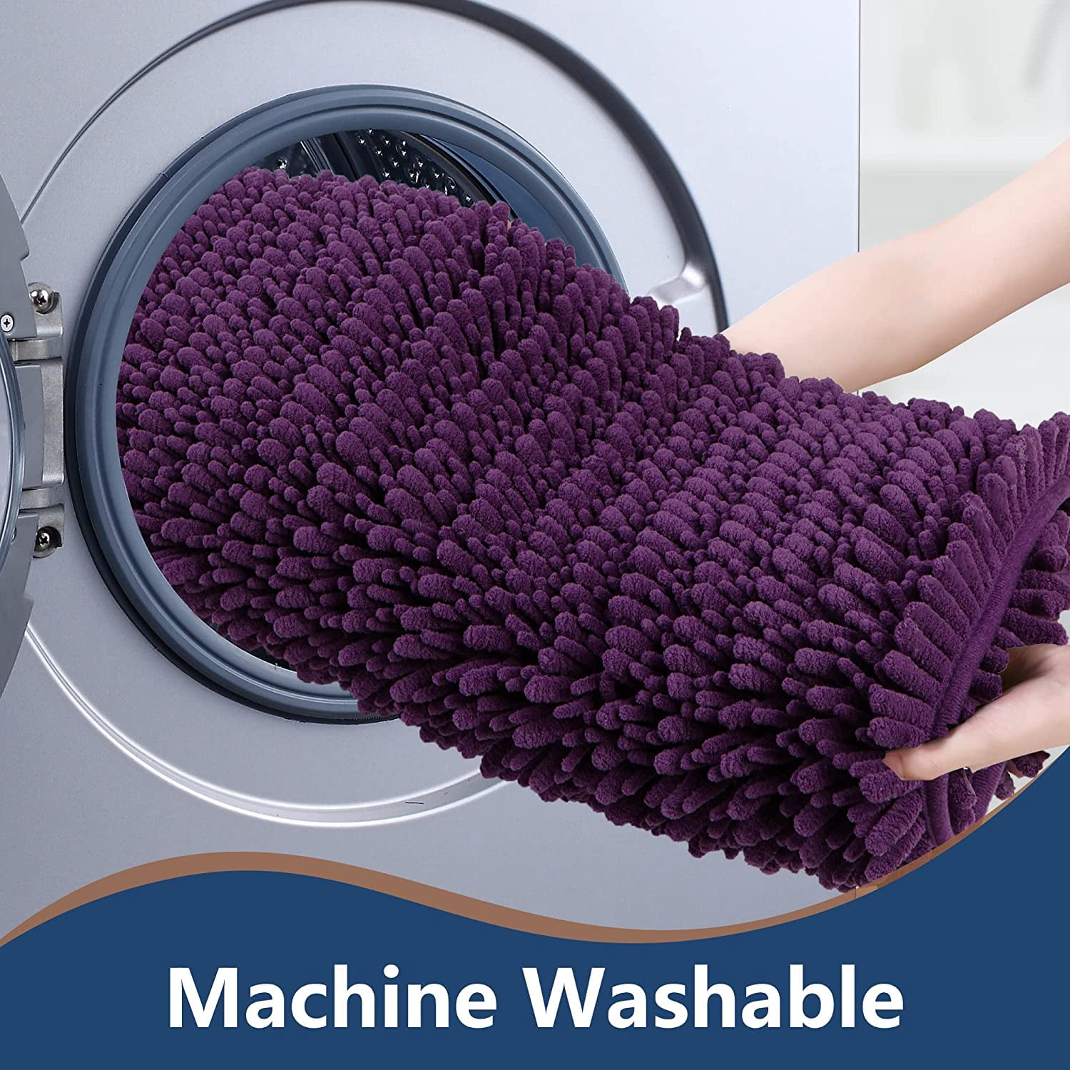 Soft Plush Microfiber Bathroom Rugs, Absorbent Bath Rugs Non Skid Machine Wash Dry Bath Mats for Tub,Shower and Bath Room Floor Mats (20x32inches, Plum)