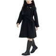 thumbnail image 2 of BRGZLK Girls Peacoat Kids Princess Winter Single Breasted Cardigan Warm Overcoat with Pockets Casual Coat with Belt Included Black 9-10 Years, 2 of 5