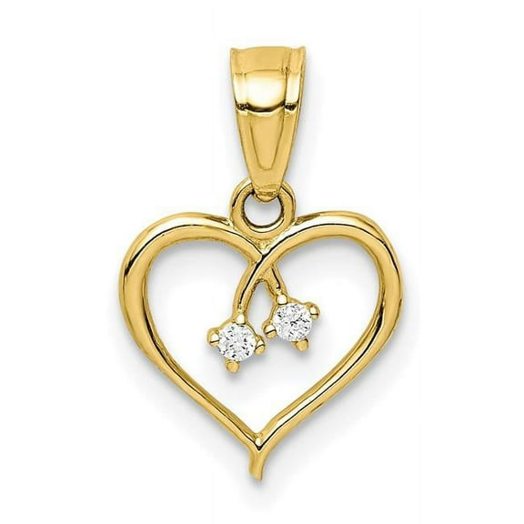 Quality Gold 10C1435 10K Yellow Gold CZ Heart Pendant