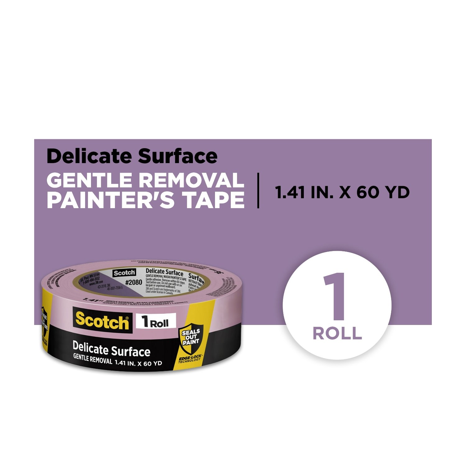 Scotch Delicate Surface Painter's Tape, Purple, 1.41" x 60 Yds photo 1