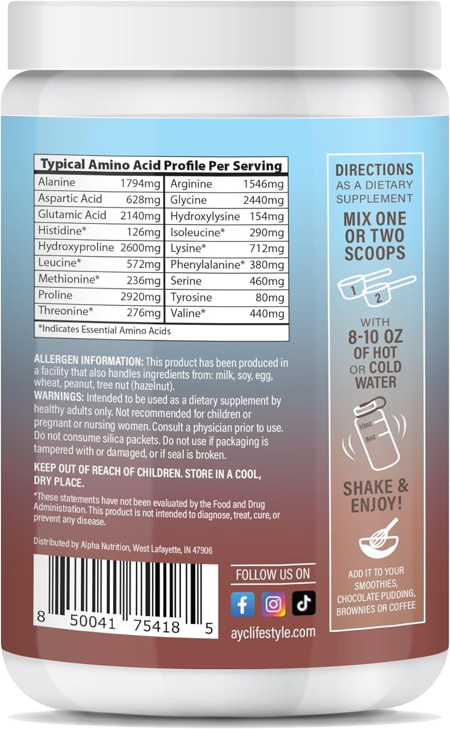 ABOUT YOUR COLLAGEN Chocolate Peptides Powder, Grass Fed Hydrolyzed Type 1&3 Collagen, Promotes Hair, Skin, Nails, Bones, Joint Health (30 Servings) (Chocolate + Mixer)