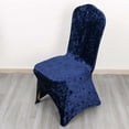 thumbnail image 3 of Efavormart Navy Blue Crushed Velvet Spandex Stretch Banquet Chair Cover With Foot Pockets, Fitted Wedding Chair Cover - 190 GSM, 3 of 5