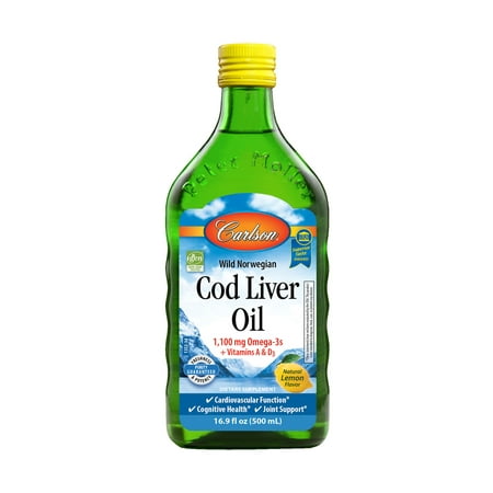 Carlson Wild Norwegian Cod Liver Oil Liquid, 1100 mg Omega-3s, Lemon, 16.9 Fl (The Best Fermented Cod Liver Oil)