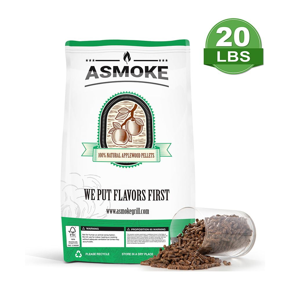 Asmoke Wood Pellets For Smoker 100 Pure Food Grade Applewood Flavor 20lb Pack Of Bbq Cooking Pellets Real Fruitwood Straight From The Orchard Pellets For Pellet Grill Walmart Com