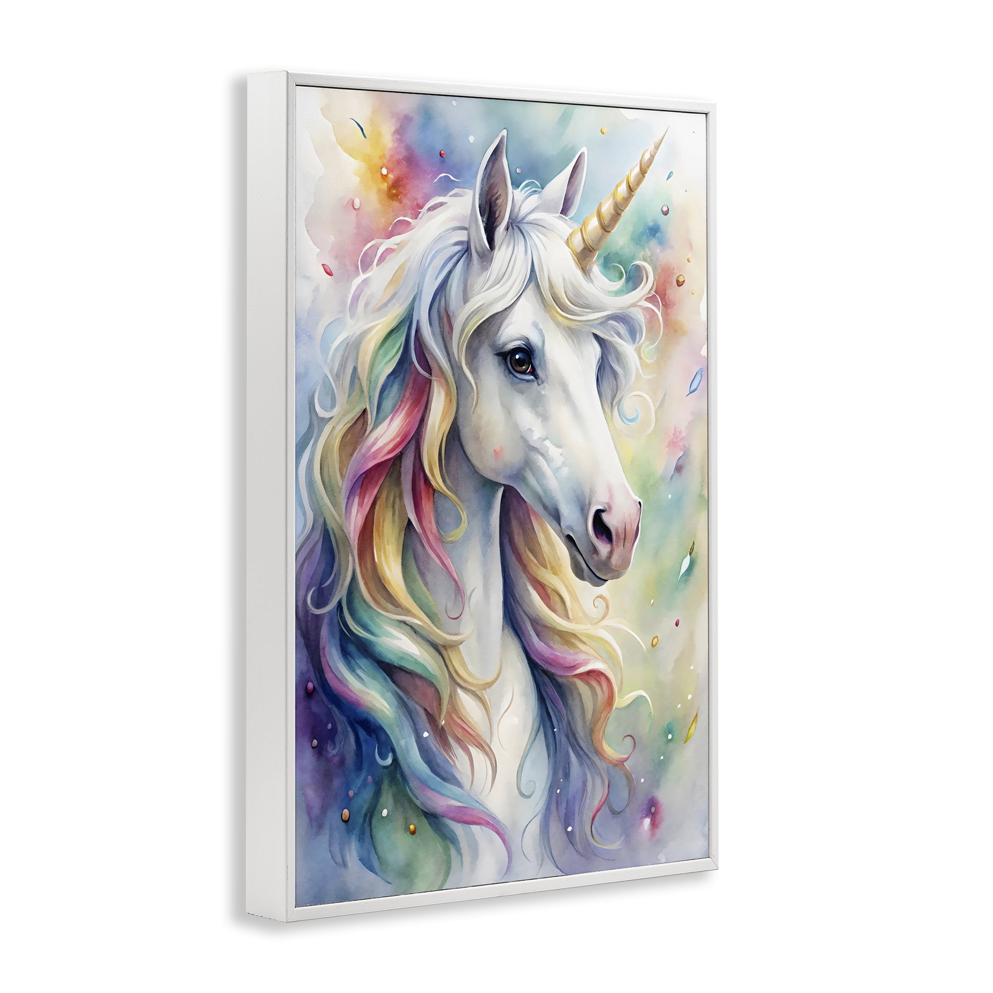 Stupell Industries Pastel Colorful Unicorn White Framed Giclee Art, design by Creative Studio