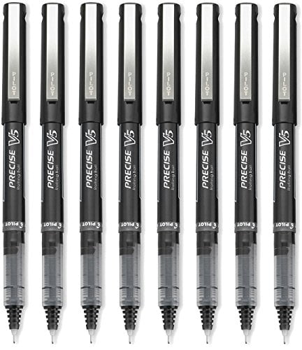 Pilot Precise V5 Stick Rolling Ball Pens, Extra Fine Point, Black 8-PACK(35334)