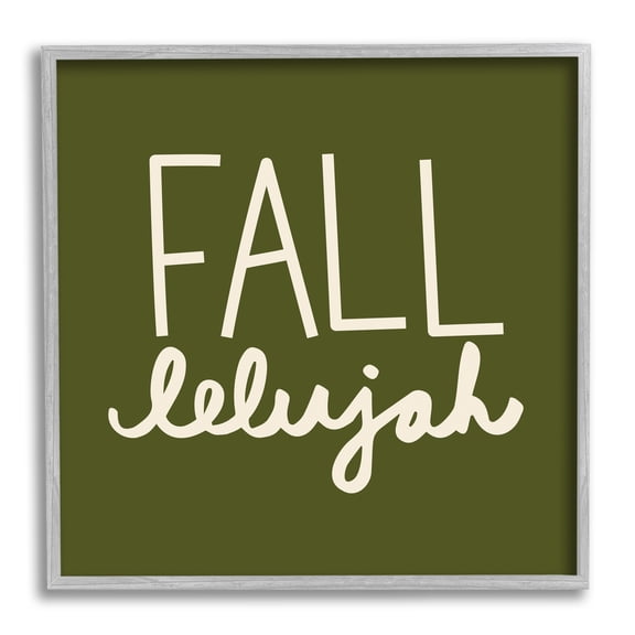 Stupell Industries Fall-lelujah Autumn Phrase Holiday Painting Gray Framed Art Print Wall Art, 17 x 17