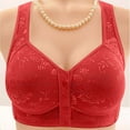 thumbnail image 4 of VISALY Push Up Bras for Women Front Closure Wireless Bra, Women's Front Buttoned Vest Style Push-Up Bra Wireless Ring Thin Style, Cotton Bralette Bra Plus Size Women Full Support, #D Red,B, 4 of 4