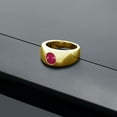 thumbnail image 3 of Gem Stone King Men's 18K Yellow Gold Plated Silver Red Ruby Ring | 1.60 Cttw | Oval 8X6MM | Gemstone July Birthstone | Size 10, 3 of 4