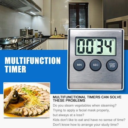 

Fragarn Digital Mini Alarm Clock Timer 24 Hours Countdown Timer Black Stainless Steel