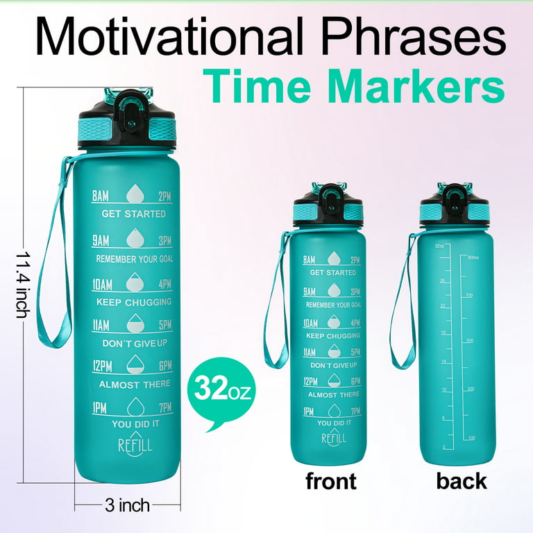  ZAKVOP 32oz Water Bottle with Times to Drink, Lightweight  Motivational Water Bottle with Time Marker, BPA Free Reusable Water Bottle  with Hydrating Reminder for Gym Fitness Workout Travel : Sports 