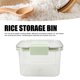 thumbnail image 5 of Contenedor De Arroz, Dispensador De Arroz De Plástico PET Espesado Con Vaso Medidor, Contenedor De Comida Apilable Con Tapas, Múltiples Funciones Para Almacenar Harina Granos, 5 of 7