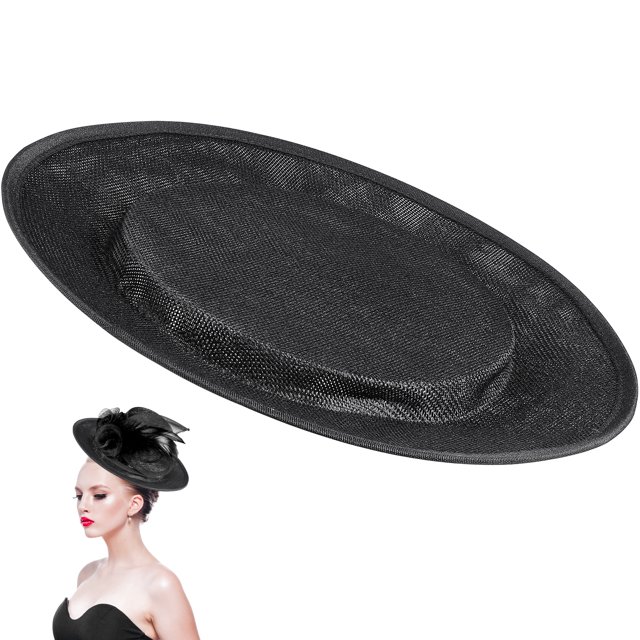 Miangastore Wommen Sinamay Base Cocktail Hat Fascinator Round Base Hat Round Base Millinery DIY Craft Accessory Yarn Hat Bottom (Black)