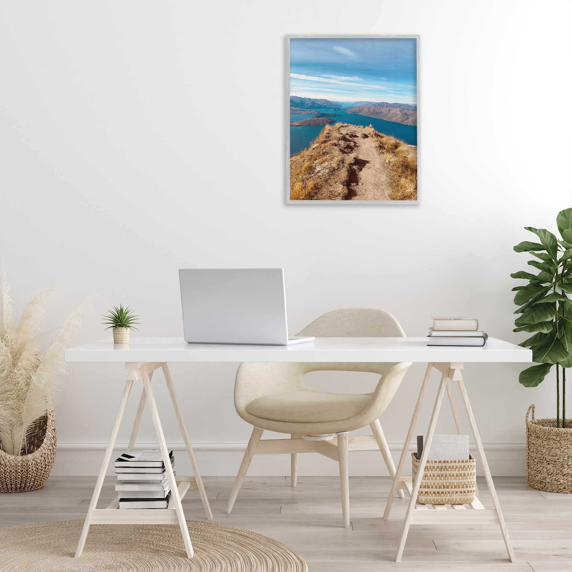Stupell Industries Cliffs over Blue Sea Landscape Photography Gray Framed Art Print Wall Art, 24 x 30