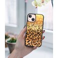 thumbnail image 5 of FINCIBO Soft Rubber Cover Case for Apple iPhone 13 mini 5.4" 2021 (NOT FIT iPhone 13 Pro 6.1"/iPhone 13 6.1"/iPhone 13 Pro Max 6.7" 2021), Gold Glitter Sparkle With Black Yellow Glitter Leopard, 5 of 5