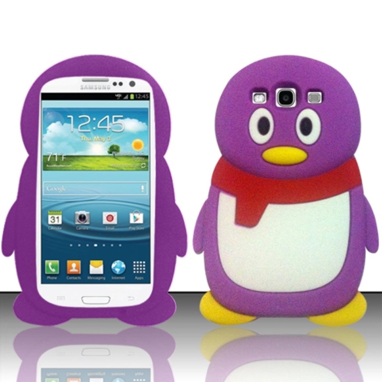Insten Purple Penguin 3D Silicone Soft Skin Case Cover For