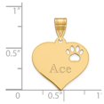 thumbnail image 2 of Yellow Sterling Silver charm pendant Gold Plated Heart with Pawprint Cutout, 2 of 2