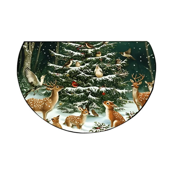 LAMIRO Christmas Kitchen Rug Non Slip Absorbent Holiday Floor Mat for Entryway Door Decor Washable Polyester Carpet with Festive Design Christmas Kitchen Mat