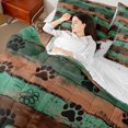 thumbnail image 4 of Homewish Rustic Farmhouse Lodge 7pcs Queen Bedding,Retro Dog Paw Print Bedding Comforter Set Queen,Brown Green,Reversible, 4 of 8