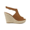 thumbnail image 3 of BLISSFUL STEP Women's Peep Toe Slingback Platform Wedge Heel Sandals Brown 7, 3 of 7
