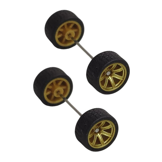 Siruishop 2x Roues à l'Échelle 1/64 avec Axe Miniature Jouets pour Modèles de Voitures Garçons Accs Or