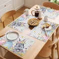 thumbnail image 5 of Easter Bunny Placemats Set of 8 Blue Easter Eggs Spring Floral Grey Plaid Place Mats Indoor Wipeable Table Mats Washable Cloth Dining Table Placemats for Kitchen Holiday Party Home Decor 13x19 Inch, 5 of 9